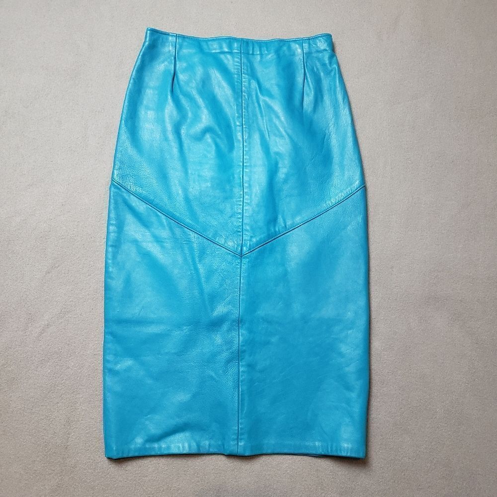 Fitted Turquoise Pencil Skirt - Leather-look Women’s Skirt